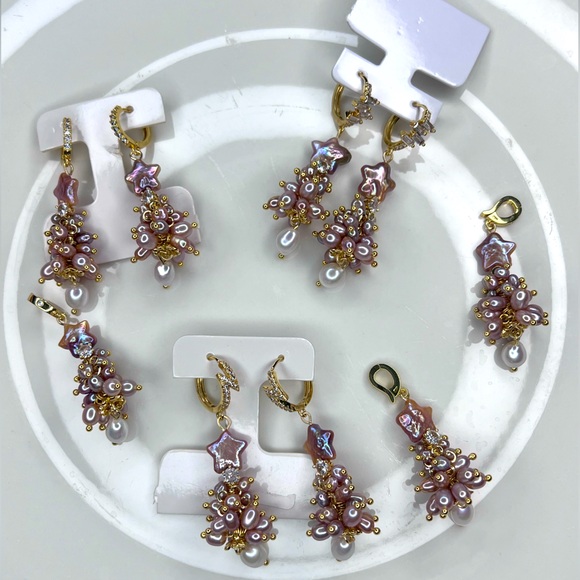 Jewelry - Handmade Freshwater Pearl Purple Christmas Tree 🎄 Earrings & Pendant Set 🎉🎉🎉